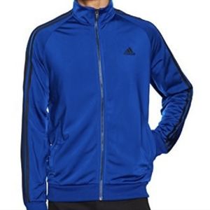 Adidas Men's Tricot Warm Up Blue & Black 3 Stripe Full Zip Jacket (Prime Green)